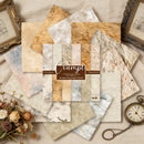 Collection of vintage-style scrapbooking paper sheets with a 'Crumple' brand package.
