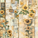 Collage of sunflowers on a textured background with vintage feel