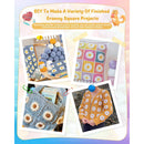 Promotional graphic for DIY granny square projects with images of finished products.