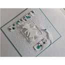 Handmade card with embossed design and text on a white background
