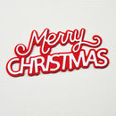 Red and white 'Merry Christmas' text on a textured white background