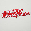Red and white 'Merry Christmas' text on a textured white background