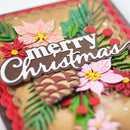 Decorative gingerbread cookie with 'Merry Christmas' text and festive decorations.