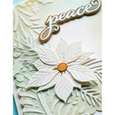 Card with floral design and 'peace' text on a textured background