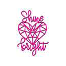 Pink geometric heart with 'Shine Bright' text on a white background
