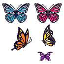 Five colorful butterflies on a white background