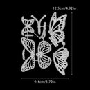 Butterfly-shaped metal cutting dies with dimensions on a black background