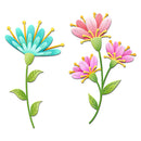 Colorful flower-shaped cutouts on a white background