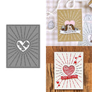 Collage of three greeting cards with heart designs on a white background.