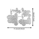 Metal cutting dies with dinosaur design and measurements on a white background
