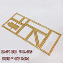 Gold metal ruler with measurements on a white background