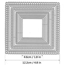 Decorative square frame with intricate patterns and measurements on a white background