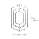 Decorative metal cutting dies with dimensions on a white background