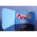 Blue card holder with a red and white card inside, featuring 'hoo' branding and 'Merry Christmas' text.