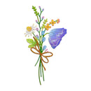 Bouquet of flowers with a butterfly on a white background