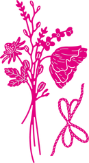 Pink floral and butterfly design on a white background
