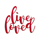Red cursive text 'live loved' on a white background