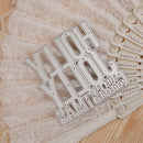 Metallic letter cutout spelling 'I love you forever and always' on a lace background