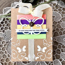 Gift card with decorative bow and text on a lace background