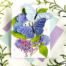 Greeting card with butterflies and flowers and 'Thinking of You' text on a white background.