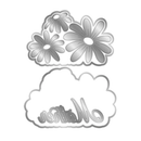 Metal flower-shaped stamps with 'viola' text on a white background