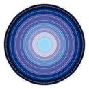 Circular design with concentric blue and purple rings on a white background