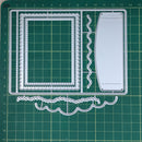 Decorative cutting dies on a green cutting mat with grid lines