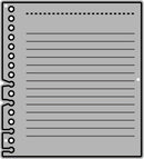Gray notebook page with lines and a spiral binding on a black background