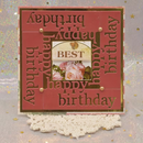 Birthday card with 'Happy Birthday' text and floral design on a textured background