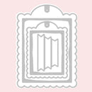 Decorative metal cutting die with a scalloped edge on a pink background