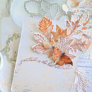 Card with autumn leaves and butterfly design, featuring the text 'gratitude is the best attitude'.