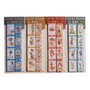 Four boxes of 'Gilded Stamps of Yore' on a white background