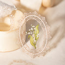 Decorative lace piece with floral design on a soft beige background