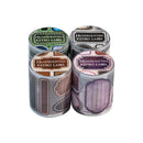 Four cylindrical containers with 'Handwritten Retro Label' text on a white background