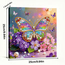 Colorful butterfly and flowers artwork with dimensions indicated