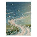 Artistic depiction of pearls on a textured blue and green background