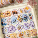 Collection of embroidered patches with various designs on a light surface.