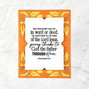 Decorative card with a biblical quote on a textured white background