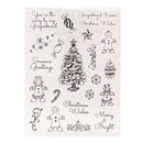 Collection of Christmas-themed stamps with various designs on a white background