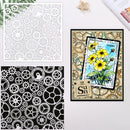 Three decorative stencils with different patterns on a white surface.