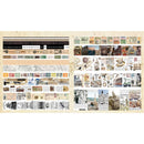 Collection of vintage stamps and postcards on a white background