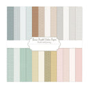 Set of basic pastel color paper with various patterns on a white background
