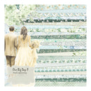 Illustration of a couple walking together with floral patterns and 'Our Big Day II' text.