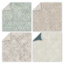 Four different patterns of a fabric swatch on a white background