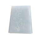 A frosted translucent plastic or glass panel featuring an embossed rose design on the front, shown against a plain white background.