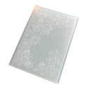 A translucent frosted glass or acrylic panel with an embossed floral rose border design, shown at an angle on a white background.