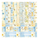 Collection of fabric swatches with bee and floral patterns, labeled 'Bee Check'.