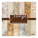 Collection of crumple scrapbooking paper sheets with a brown banner displaying 'Crumple Scrapbooking Paper Sheets'.