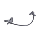 Black adjustable clamp with a flexible arm on a white background
