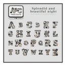 Decorative alphabet letters with floral designs on a white background, featuring the brand 'Alphabet Weaving'.